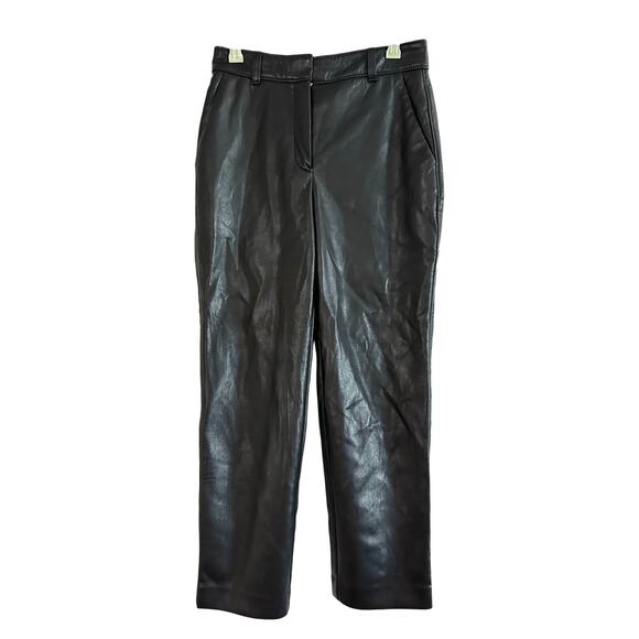 BABATON Aritzia Command Cropped Pant Mid-rise Vegan Leather Black Pants - Sz 2 - Picture 2 of 6